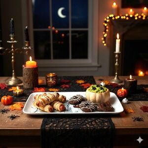 Potter's Studio Halloween Haunted House Ceramic‎ Serving Tray – 14"x7.5", Spooky